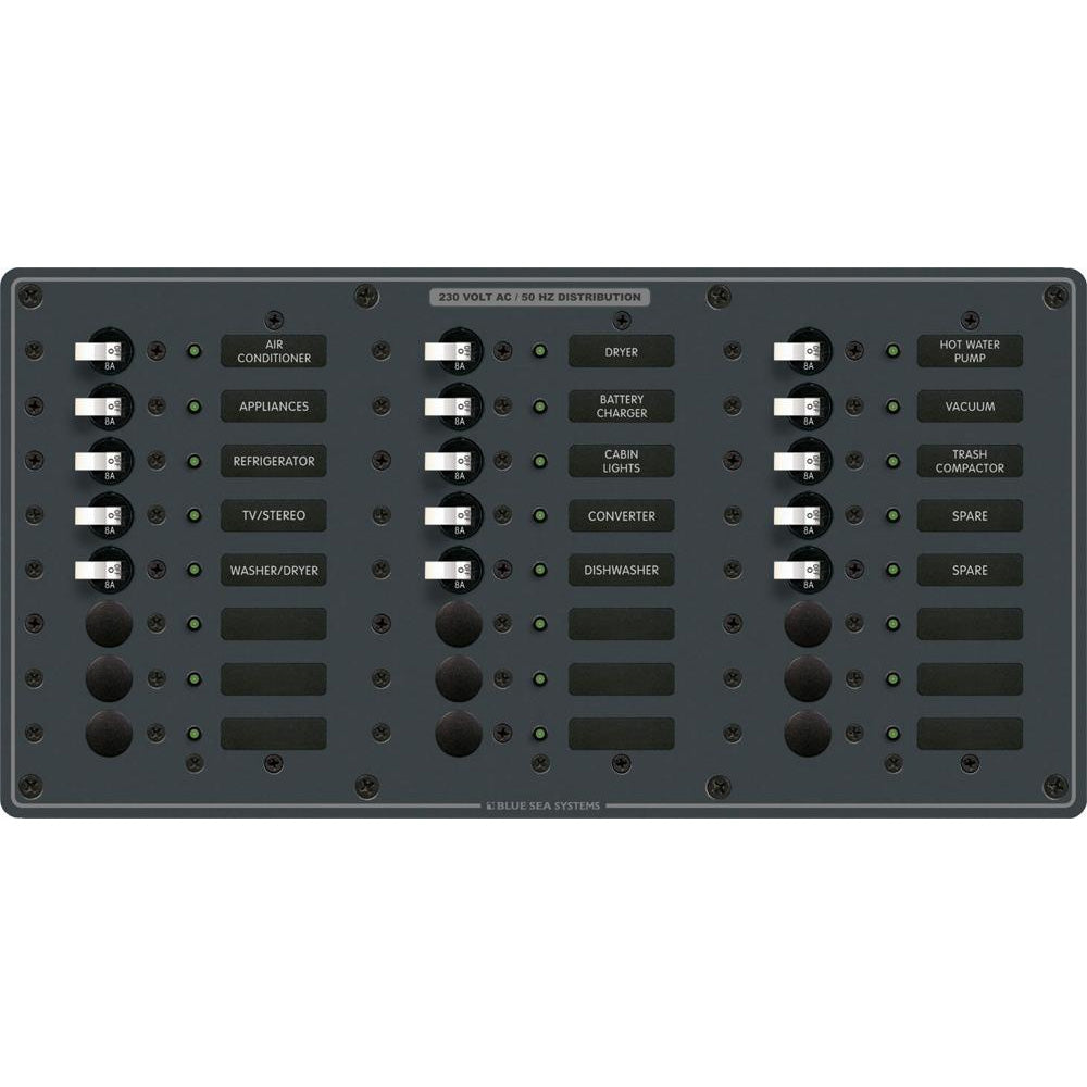 Blue Sea 8165 AV 24 Position 230v (European) Breaker Panel - White Switches [8165]