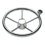 Schmitt  Ongaro 170 13.5" Stainless 5-Spoke Destroyer Wheel w/ Stainless Cap and FingerGrip Rim - Fits 3/4" Tapered Shaft Helm [1731321FGK]