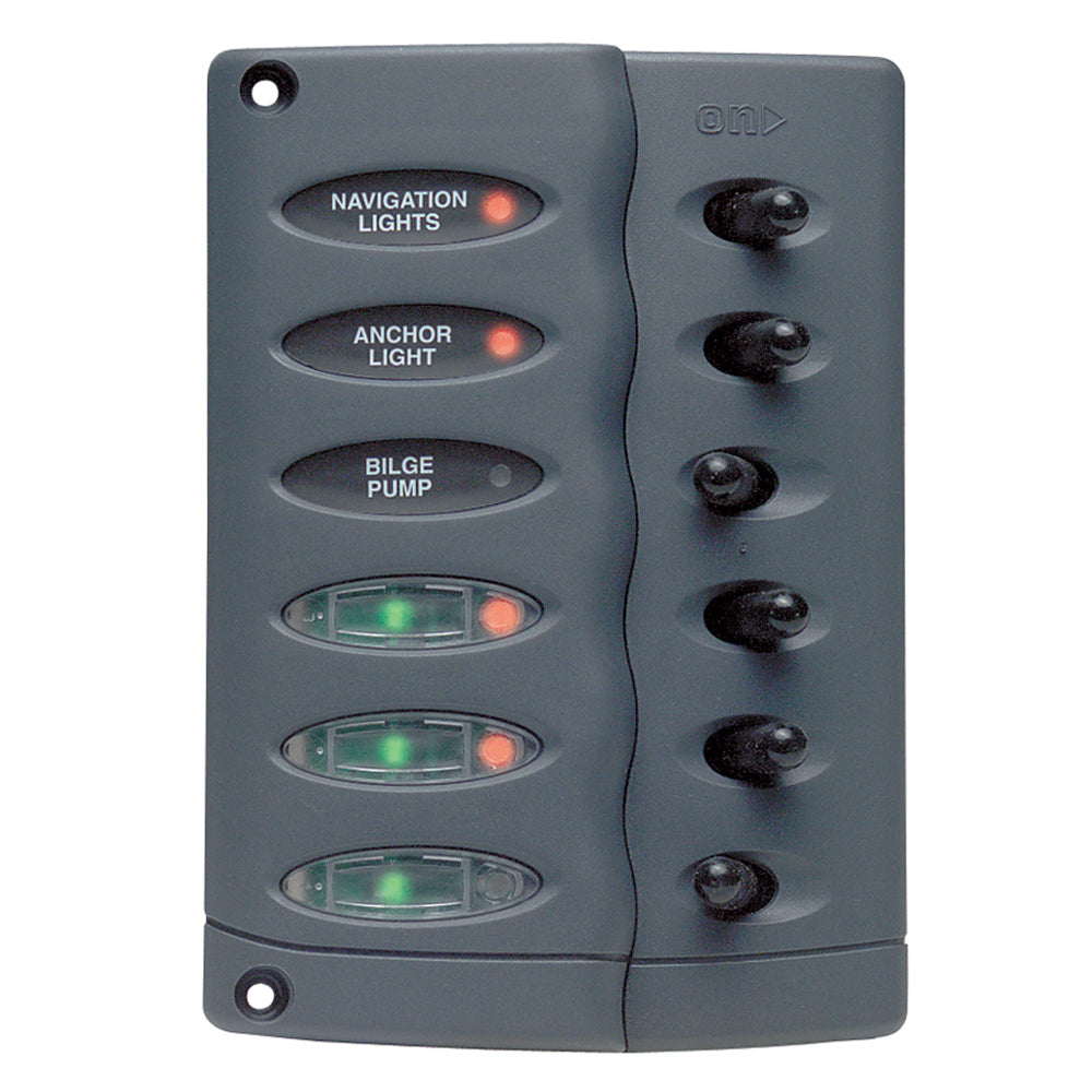 Marinco Contour Switch Panel - Waterproof 6 Way w/PTC Fusing [CSP6-PTC]