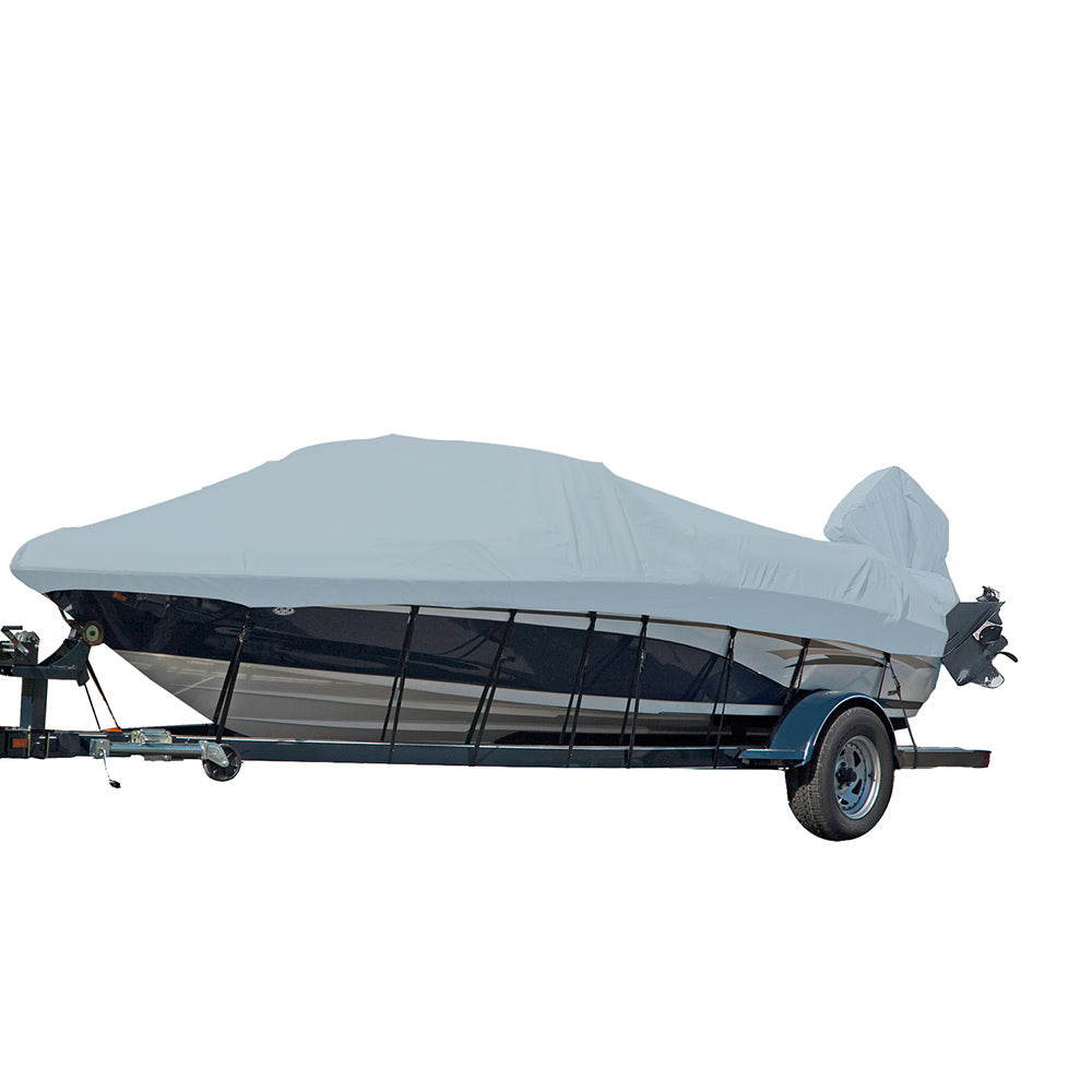 Carver Performance Poly-Guard Styled-to-Fit Boat Cover f/18.5 V-Hull Runabout Boats w/Windshield  Hand/Bow Rails - Grey [77018P-10]