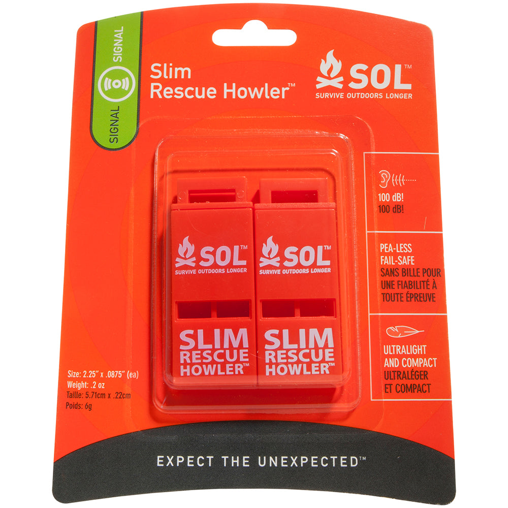 S.O.L. Survive Outdoors Longer Rescue Howler Whistle - 2 Pack [0140-0010]